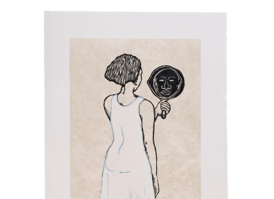 Woman looking in mirror